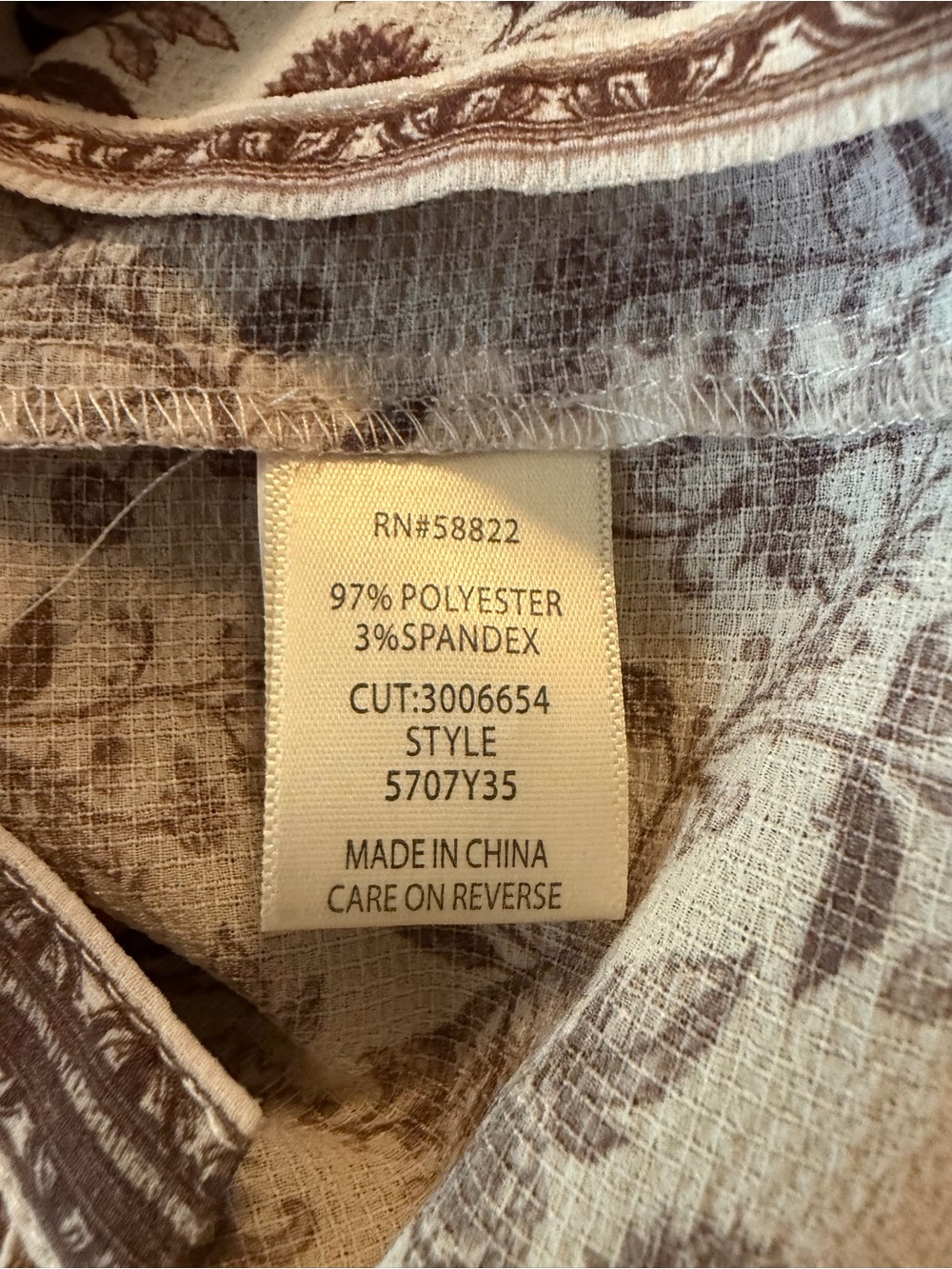 Lovely Max Studio London Ivory and Brown Floral Blouse Size M - Picture 7 of 9